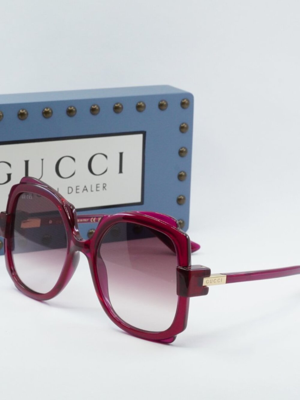 Gucci GG1431S 003 Women Square Sunglasses - Transparent Dark Cyclamen